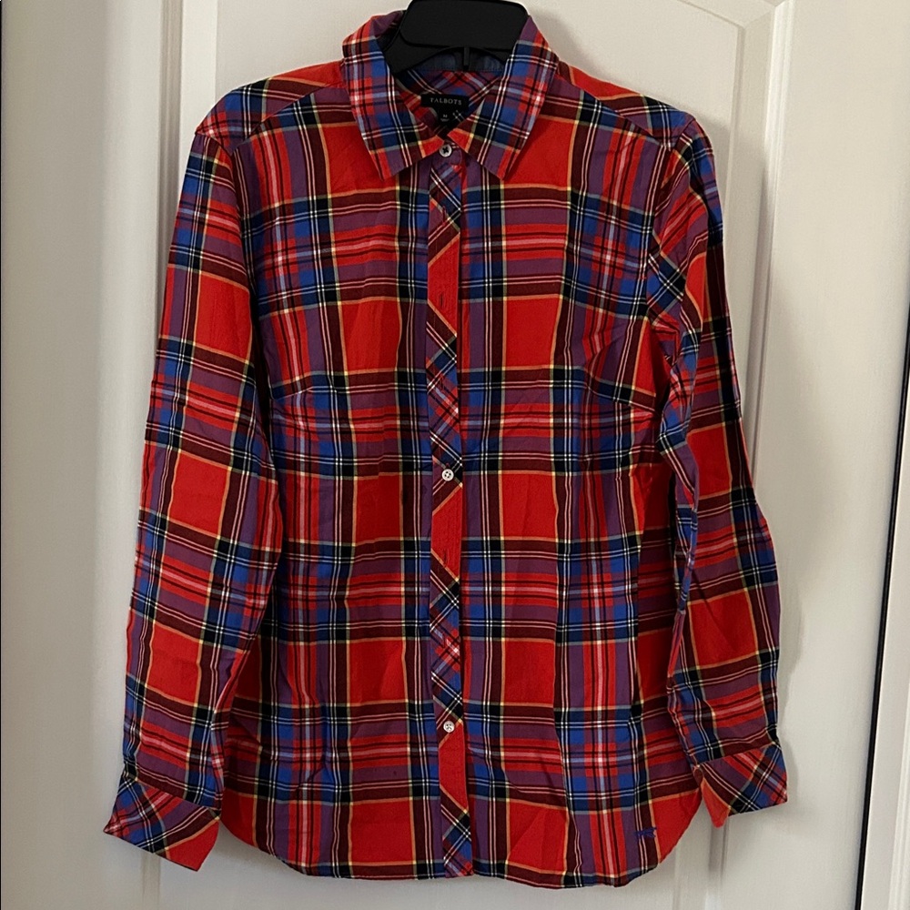 Talbots Red and Blue Plaid Button Down Shirt